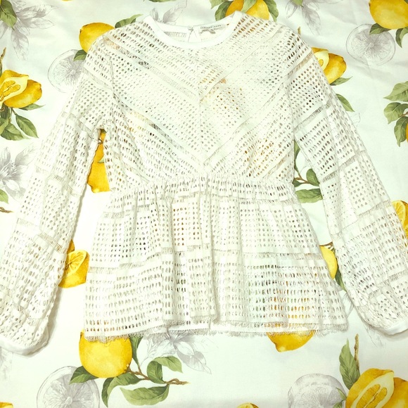 ENDLESS ROSE White Sheer Crochet Lace Top Small - Picture 8 of 9